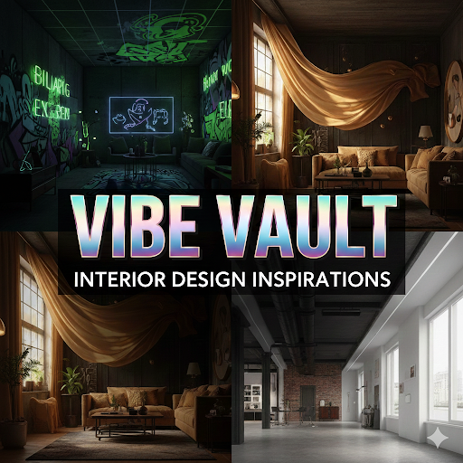Collage of modern interior spaces showcasing creative interior design inspiration